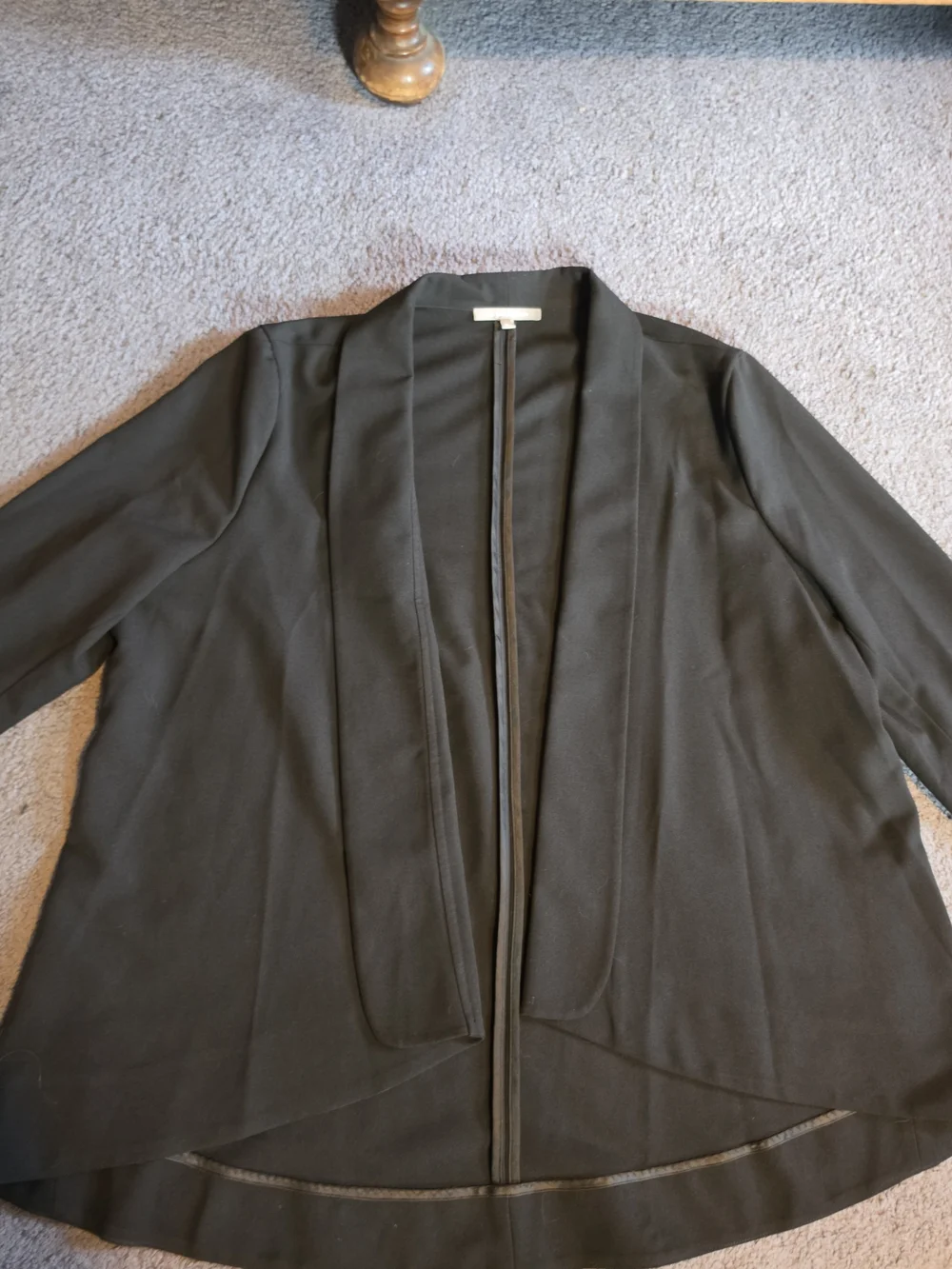 NY Collection Black Open-Front Draped Blazer 3/4 Sleeves Size XL NWT